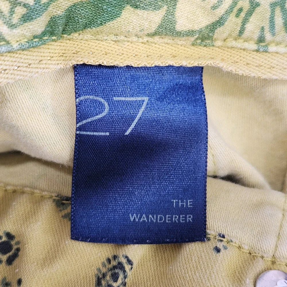 PILCRO The Wanderer Women's Size 27 Floral Print‎ Pants Boho Style Yellow Green